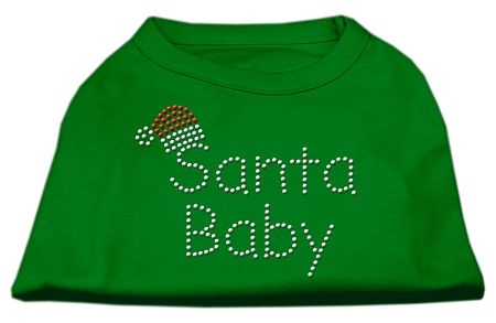 Santa Baby Rhinestone Shirts Emerald Green XS